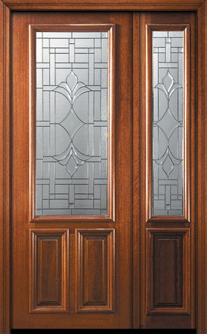 WDMA 50x96 Door (4ft2in by 8ft) Exterior Mahogany 36in x 96in 2/3 Lite Marsala Door /1side 1
