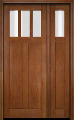 WDMA 51x80 Door (4ft3in by 6ft8in) Exterior Swing Mahogany 3 Horizontal Lite Craftsman Single Entry Door Sidelight 4