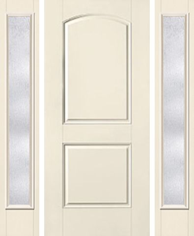 WDMA 52x80 Door (4ft4in by 6ft8in) Exterior Smooth 2 Panel Soft Arch Star Door 2 Sides Rainglass Full Lite 1