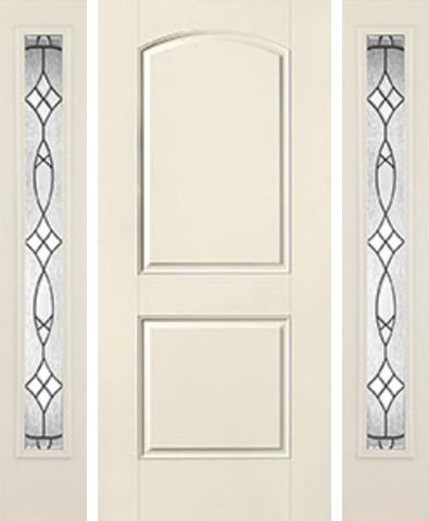 WDMA 52x80 Door (4ft4in by 6ft8in) Exterior Smooth 2 Panel Soft Arch Star Door 2 Sides Blackstone Full Lite 1