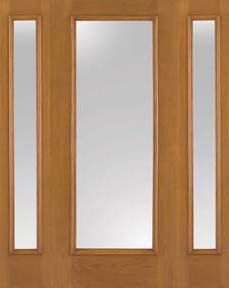 WDMA 52x80 Door (4ft4in by 6ft8in) Patio Oak Fiberglass Impact French Door Full Lite Low-E Glass 6ft8in 2 Sidelight 1
