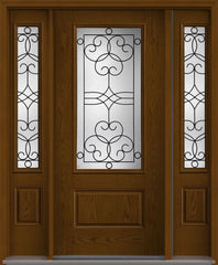 WDMA 52x80 Door (4ft4in by 6ft8in) Exterior Oak Salinas 3/4 Lite 1 Panel Fiberglass Door 2 Sides 1