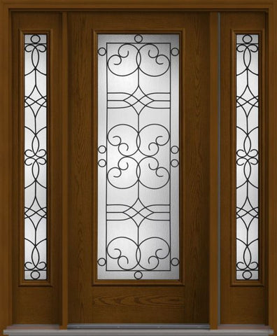 WDMA 52x80 Door (4ft4in by 6ft8in) Exterior Oak Salinas Full Lite W/ Stile Lines Fiberglass Door 2 Side 1