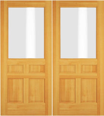WDMA 52x96 Door (4ft4in by 8ft) Exterior Swing Poplar Wood 1/2 Lite Double Door 1