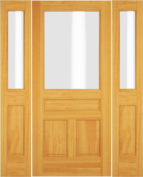 WDMA 52x96 Door (4ft4in by 8ft) Exterior Swing Hemlock Wood 1/2 Lite Single Door / 2 Sidelight 1