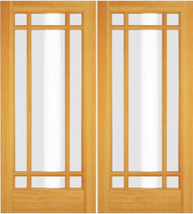 WDMA 52x96 Door (4ft4in by 8ft) Exterior Swing Hemlock Wood Full Lite Prairie Arts and Craft Double Door 1