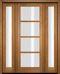 WDMA 52x96 Door (4ft4in by 8ft) Exterior Swing Mahogany 4 Lite TDL Single Entry Door Full Sidelights 1
