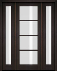 WDMA 52x96 Door (4ft4in by 8ft) Exterior Swing Mahogany 4 Lite TDL Single Entry Door Full Sidelights 2