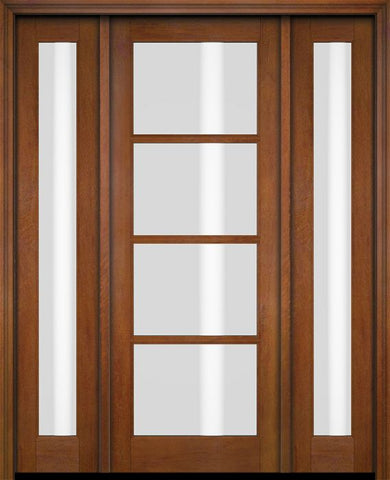WDMA 52x96 Door (4ft4in by 8ft) Exterior Swing Mahogany 4 Lite TDL Single Entry Door Full Sidelights 4