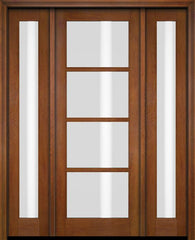 WDMA 52x96 Door (4ft4in by 8ft) Exterior Swing Mahogany 4 Lite TDL Single Entry Door Full Sidelights 4