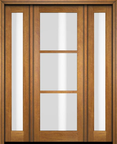 WDMA 52x96 Door (4ft4in by 8ft) Exterior Swing Mahogany 3 Lite TDL Single Entry Door Full Sidelights 1