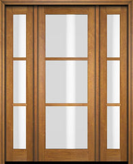 WDMA 52x96 Door (4ft4in by 8ft) Exterior Swing Mahogany 3 Lite TDL Single Entry Door Sidelights 1