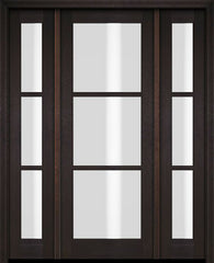 WDMA 52x96 Door (4ft4in by 8ft) Exterior Swing Mahogany 3 Lite TDL Single Entry Door Sidelights 2