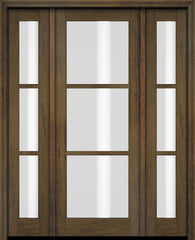 WDMA 52x96 Door (4ft4in by 8ft) Exterior Swing Mahogany 3 Lite TDL Single Entry Door Sidelights 3