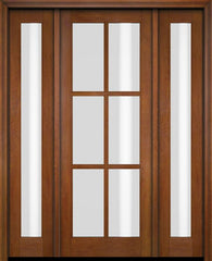 WDMA 52x96 Door (4ft4in by 8ft) Exterior Swing Mahogany 6 Lite TDL Single Entry Door Full Sidelights 4