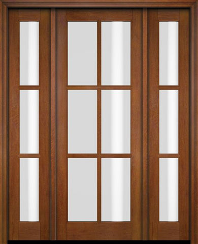 WDMA 52x96 Door (4ft4in by 8ft) Exterior Swing Mahogany 6 Lite TDL Single Entry Door Sidelights 4