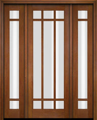 WDMA 52x96 Door (4ft4in by 8ft) Exterior Swing Mahogany 9 Lite Marginal Single Entry Door Sidelights 4