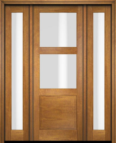 WDMA 52x96 Door (4ft4in by 8ft) Exterior Swing Mahogany 2 Lite Over Raised Panel Single Entry Door Sidelights 1