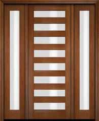 WDMA 52x96 Door (4ft4in by 8ft) Exterior Swing Mahogany Modern Slimlite Glass Shaker Single Entry Door Sidelights 4