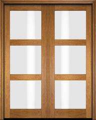 WDMA 52x96 Door (4ft4in by 8ft) Exterior Barn Mahogany Modern 3 Lite Shaker or Interior Double Door 1