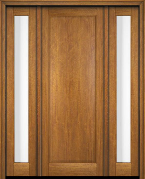 WDMA 52x96 Door (4ft4in by 8ft) Exterior Swing Mahogany Full Raised Panel Solid Single Entry Door Sidelights 1