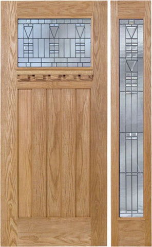 WDMA 54x80 Door (4ft6in by 6ft8in) Exterior Oak Biltmore Single Door/1 Full-lite side w/ B Glass 1