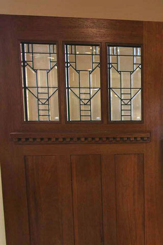 WDMA 54x80 Door (4ft6in by 6ft8in) Exterior Mahogany Craftsman Three-Lite Door and Full Lite Sidelight 4