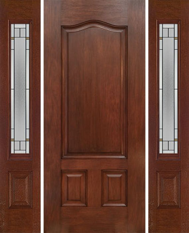 WDMA 54x80 Door (4ft6in by 6ft8in) Exterior Mahogany Three Panel Single Entry Door Sidelights TP Glass 1