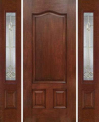WDMA 54x80 Door (4ft6in by 6ft8in) Exterior Mahogany Three Panel Single Entry Door Sidelights BT Glass 1