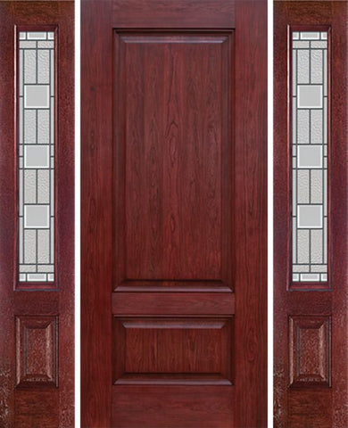 WDMA 54x80 Door (4ft6in by 6ft8in) Exterior Cherry Two Panel Single Entry Door Sidelights MO Glass 1