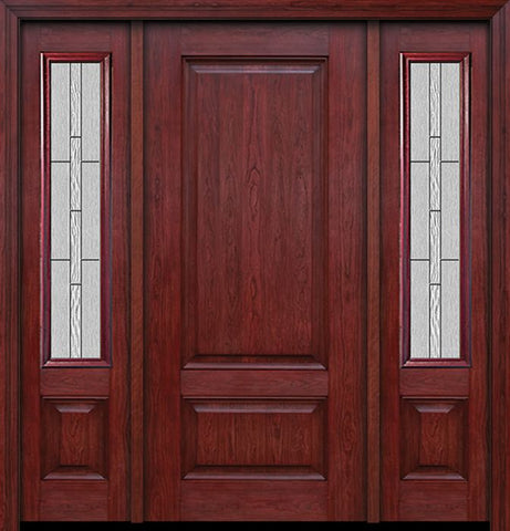 WDMA 54x80 Door (4ft6in by 6ft8in) Exterior Cherry Two Panel Single Entry Door Sidelights Waterside Glass 1