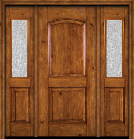 WDMA 54x80 Door (4ft6in by 6ft8in) Exterior Knotty Alder Alder Rustic Plain Panel Single Entry Door Sidelights Rain Glass 1
