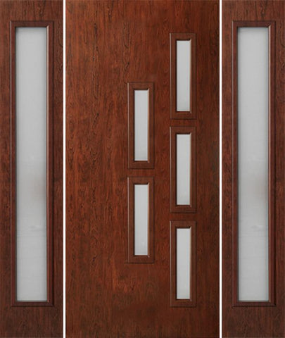 WDMA 54x80 Door (4ft6in by 6ft8in) Exterior Cherry Contemporary Modern 5 Lite Single Entry Door Sidelights FC553 1