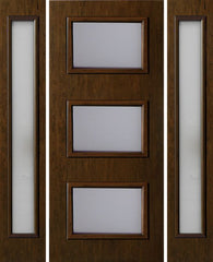 WDMA 54x80 Door (4ft6in by 6ft8in) Exterior Cherry Contemporary Three Lite Single Entry Door Sidelights 1