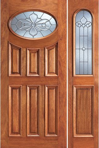 WDMA 54x80 Door (4ft6in by 6ft8in) Exterior Mahogany Oval Lite One Side light Door 1