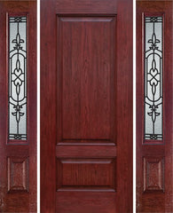WDMA 54x80 Door (4ft6in by 6ft8in) Exterior Cherry Two Panel Single Entry Door Sidelights JA Glass 1
