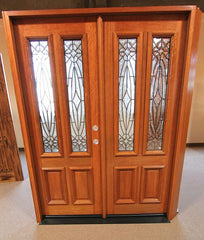WDMA 54x80 Door (4ft6in by 6ft8in) Exterior Mahogany Sidelight Door Twin Lite Entry Decorative Glass 2