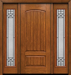WDMA 54x80 Door (4ft6in by 6ft8in) Exterior Cherry Plank Two Panel Single Entry Door Sidelights Full Lite Courtyard Glass 1