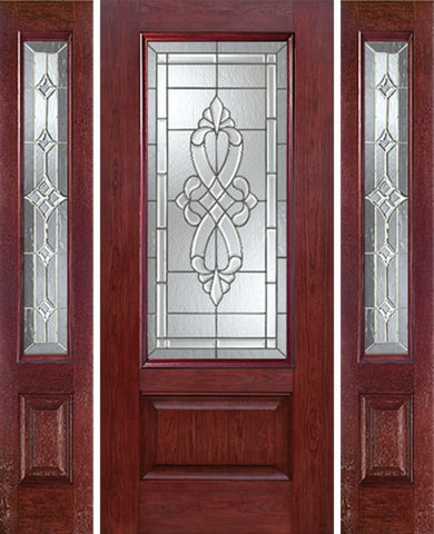 WDMA 54x80 Door (4ft6in by 6ft8in) Exterior Cherry 3/4 Lite 1 Panel Single Entry Door Sidelights WS Glass 1