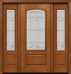 WDMA 54x80 Door (4ft6in by 6ft8in) Exterior Cherry Camber 3/4 Lite Single Entry Door Sidelights Bristol Glass 1
