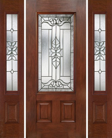 WDMA 54x80 Door (4ft6in by 6ft8in) Exterior Mahogany 3/4 Lite Single Entry Door Sidelights CD Glass 1