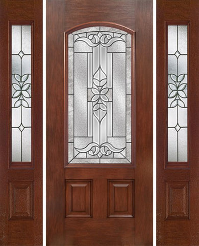 WDMA 54x80 Door (4ft6in by 6ft8in) Exterior Mahogany Camber 3/4 Lite Single Entry Door Sidelights CD Glass 1