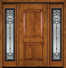WDMA 54x80 Door (4ft6in by 6ft8in) Exterior Knotty Alder Alder Rustic Plain Panel Single Entry Door Sidelights Belle Meade Glass 1