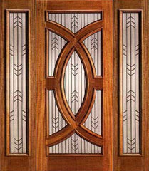 WDMA 54x96 Door (4ft6in by 8ft) Exterior Mahogany Single Door and 2 Sidelights Triple Glazed Circle 1