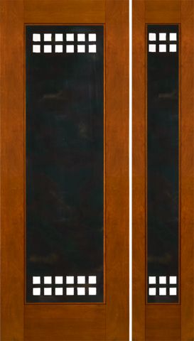 WDMA 54x96 Door (4ft6in by 8ft) Exterior Mahogany 2-1/4in Thick Door Sidelight Heavy Iron Work 1