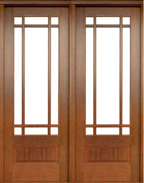 WDMA 56x80 Door (4ft8in by 6ft8in) Patio Mahogany Alexandria SDL 9 Lite Impact Double Door 1