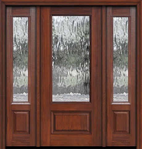 WDMA 56x80 Door (4ft8in by 6ft8in) Exterior Cherry IMPACT | 80in 3/4 Lite Privacy Glass Door /2side 1