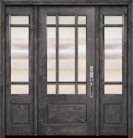 WDMA 56x80 Door (4ft8in by 6ft8in) Exterior Knotty Alder 80in 2/3 Lite Marginal 9 Lite SDL Estancia Alder Door /2side 1