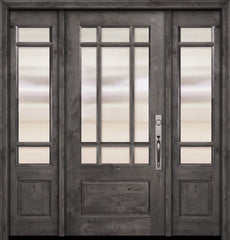 WDMA 56x80 Door (4ft8in by 6ft8in) Exterior Knotty Alder 80in 2/3 Lite Marginal 9 Lite SDL Estancia Alder Door /2side 1