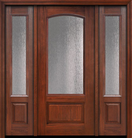 WDMA 56x80 Door (4ft8in by 6ft8in) French Cherry IMPACT | 80in 3/4 Arch Lite Privacy Glass Door /2side 1